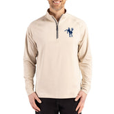 Indianapolis Colts Cutter & Buck Throwback Logo Adapt Eco Knit Stretch Recycled Quarter-Zip Pullover - Tan sale