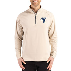 Indianapolis Colts Cutter & Buck Throwback Logo Adapt Eco Knit Stretch Recycled Quarter-Zip Pullover - Tan sale