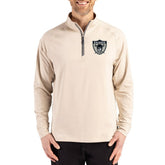 Las Vegas Raiders Cutter & Buck Adapt Eco Knit Stretch Recycled Quarter-Zip Pullover - Tan discount