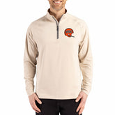 Cincinnati Bengals Cutter & Buck Throwback Logo Adapt Eco Knit Stretch Recycled Quarter-Zip Pullover - Tan sale