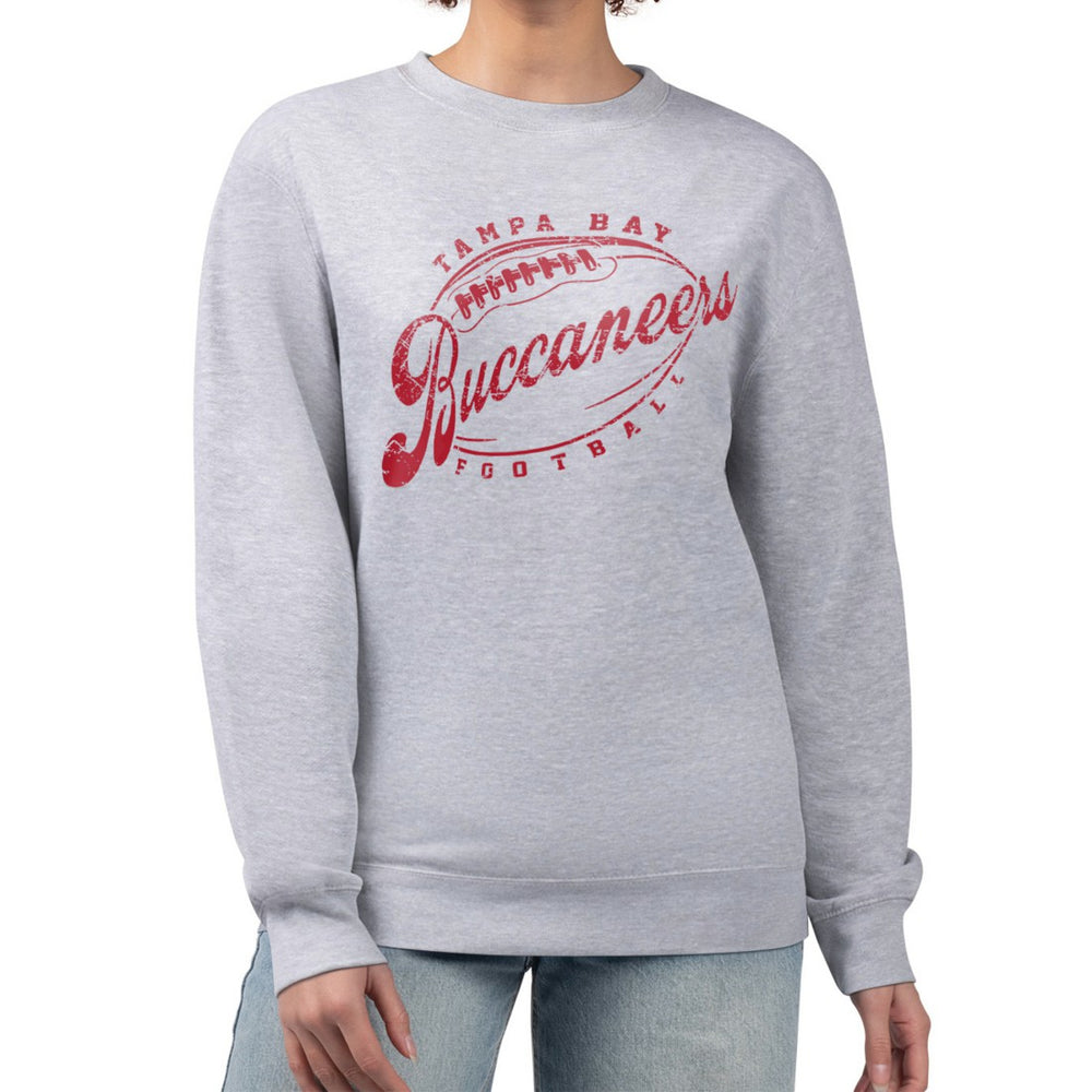 Tampa Bay Buccaneers G-III 4Her by Carl Banks Women's Distressed Graphics Fleece Pullover Sweatshirt - Gray discount