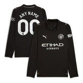 Manchester City 2025/26 Away Replica Long Sleeve Custom Jersey - Black cheap