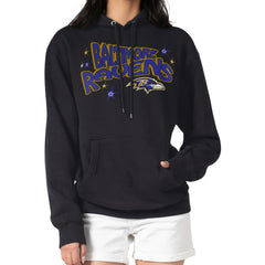 Baltimore Ravens Starter Women's Fireworks Fleece Pullover Hoodie - Black discount
