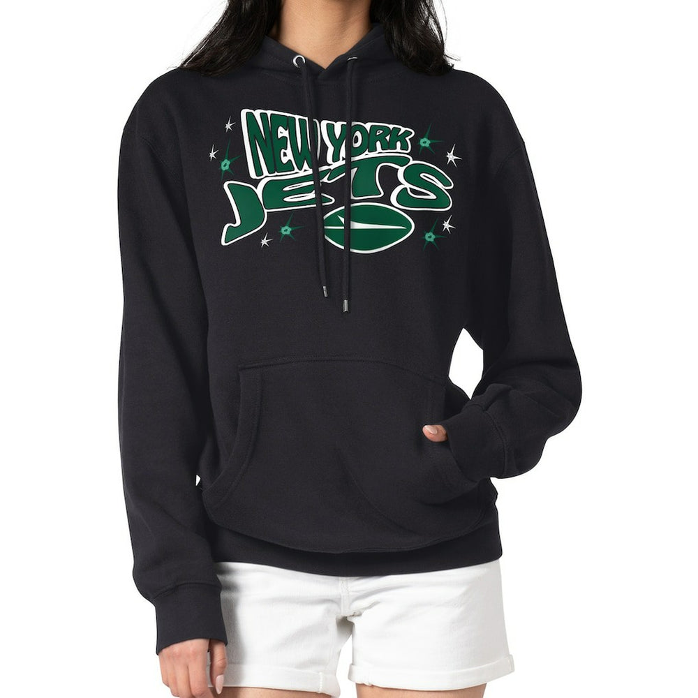 New York Jets Starter Women's Fireworks Fleece Pullover Hoodie - Black for sale