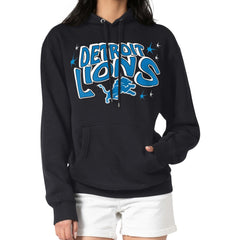 Detroit Lions Starter Women's Fireworks Fleece Pullover Hoodie - Black outlet