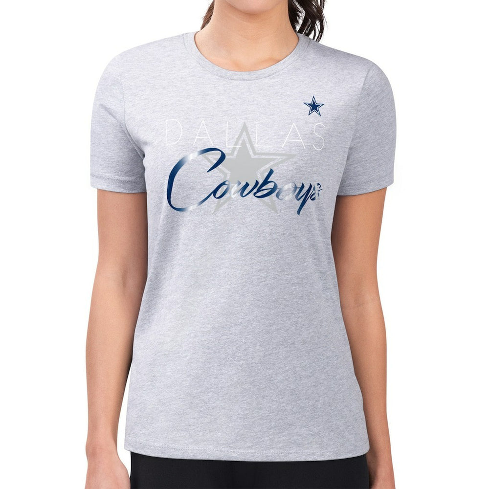 Dallas Cowboys G-III 4Her by Carl Banks Women's Super-Slim Fit Lightweight Shadow Logo T-Shirt - Gray on sale