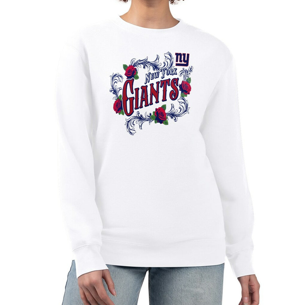 New York Giants G-III 4Her by Carl Banks Women's Roses Fleece Tri-Blend Pullover Sweatshirt - White for sale