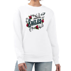 Philadelphia Eagles G-III 4Her by Carl Banks Women's Roses Fleece Tri-Blend Pullover Sweatshirt - White on sale