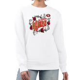 San Francisco 49ers G-III 4Her by Carl Banks Women's Roses Fleece Tri-Blend Pullover Sweatshirt - White discount