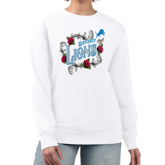 Detroit Lions G-III 4Her by Carl Banks Women's Roses Fleece Tri-Blend Pullover Sweatshirt - White cheap