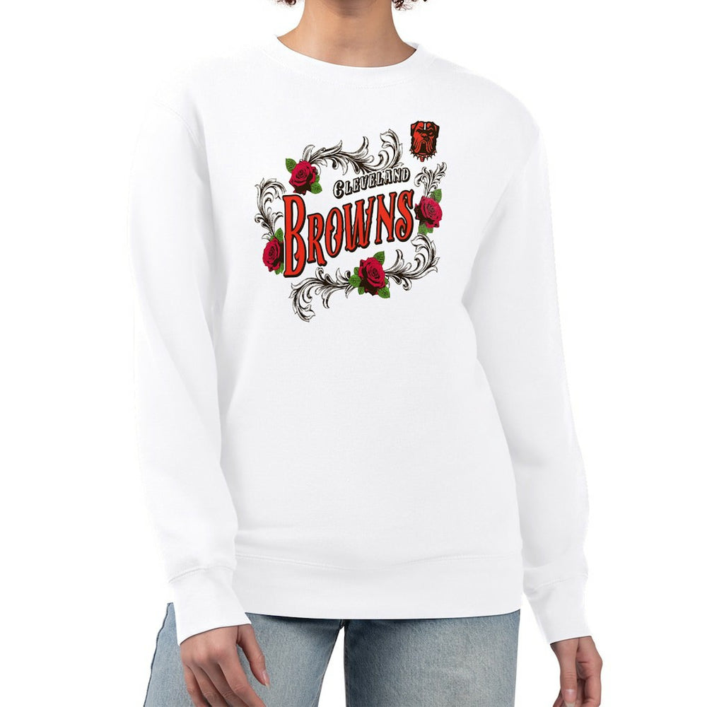 Cleveland Browns G-III 4Her by Carl Banks Women's Roses Fleece Tri-Blend Pullover Sweatshirt - White cheap