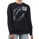 New York Giants G-III 4Her by Carl Banks Women's Metallic Print Football Sketch Fleece Crewneck Sweatshirt - Black on sale