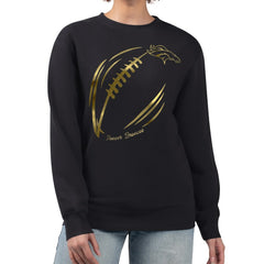 Denver Broncos G-III 4Her by Carl Banks Women's Metallic Print Football Sketch Fleece Crewneck Sweatshirt - Black discount