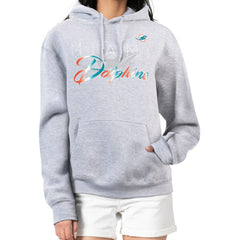 Miami Dolphins G-III 4Her by Carl Banks Women's Shadow Logo Fleece Pullover Hoodie - Gray on sale