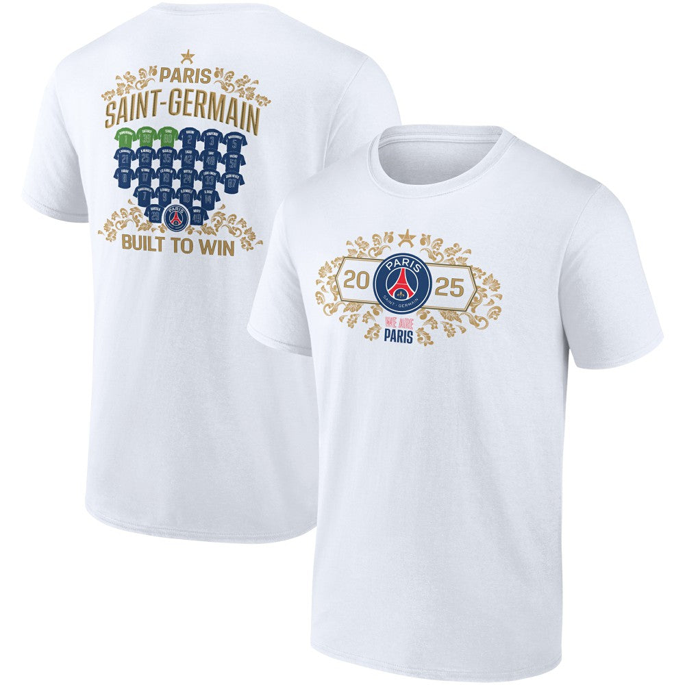 Paris Saint-Germain 2025 Champions League Winners Roster Jersey T-Shirt - White outlet