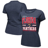 Florida Panthers Majestic Threads Women's 2025 Stanley Cup Champions Tri-Blend Ringer T-Shirt - Navy T-shirts