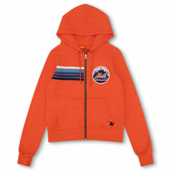 New York Mets Aviator Nation x MLB Unisex Five-Stripe Tri-Blend Full-Zip Hoodie Orange