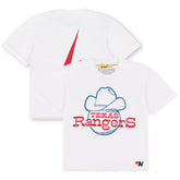 Texas Rangers Aviator Nation x MLB Women's Bolt Boyfriend Tri-Blend T-Shirt White