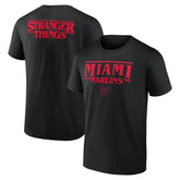 Miami Marlins Stranger Things Logo Lockup T-Shirt Black