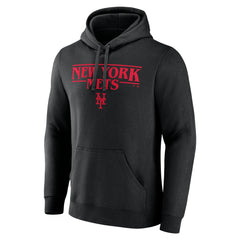 New York Mets Stranger Things Logo Lockup Pullover Hoodie Black