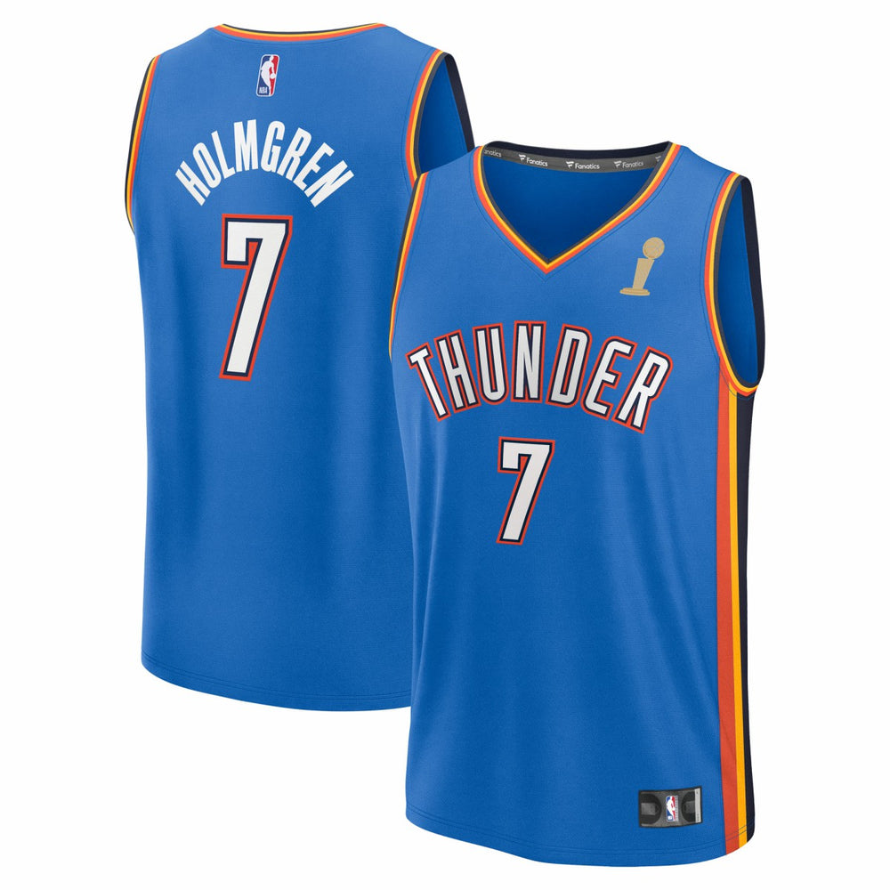 Chet Holmgren Oklahoma City Thunder 2025 NBA Finals Champions Fast Break Replica Player Jersey - Blue - Icon Edition for sale