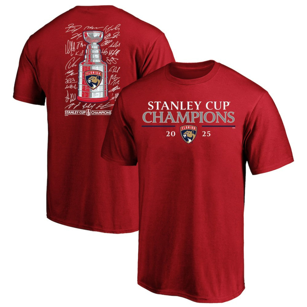 Florida Panthers Fanatics 2025 Stanley Cup Champions Big & Tall Roster T-Shirt - Red T-shirts