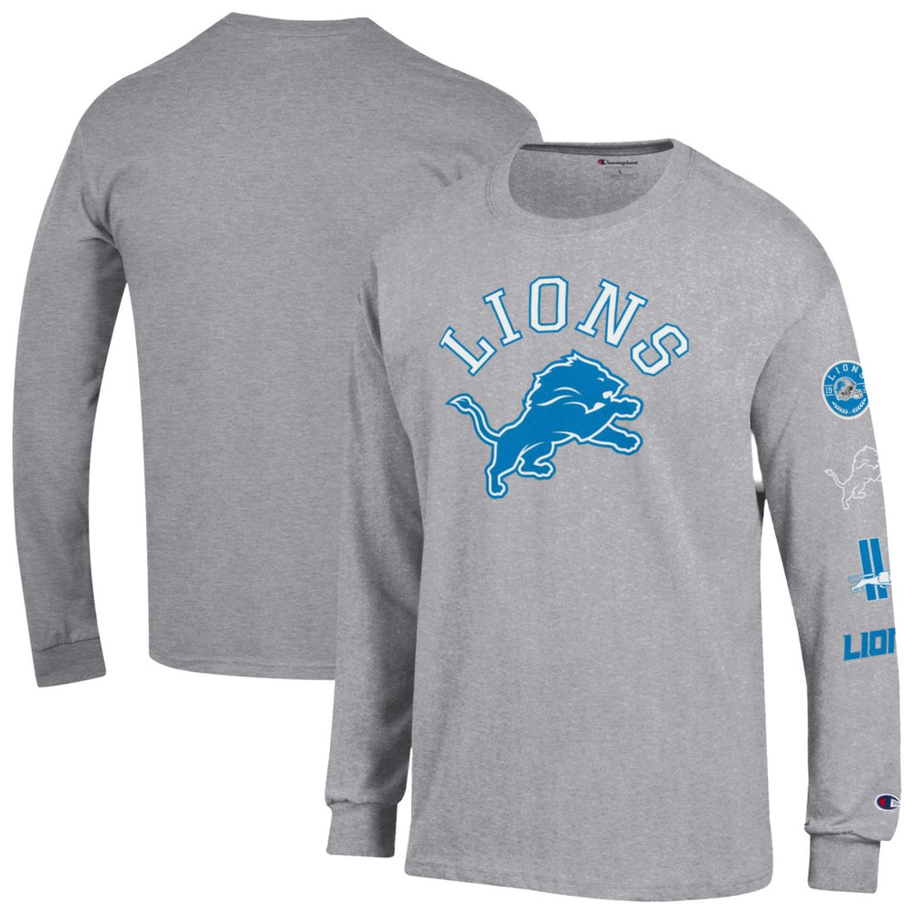 Detroit Lions Champion Seal Long Sleeve T-Shirt - Heather Gray on sale