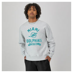Miami Dolphins Champion Reverse Weave Fleece Pullover Sweatshirt - Heather Gray on sale