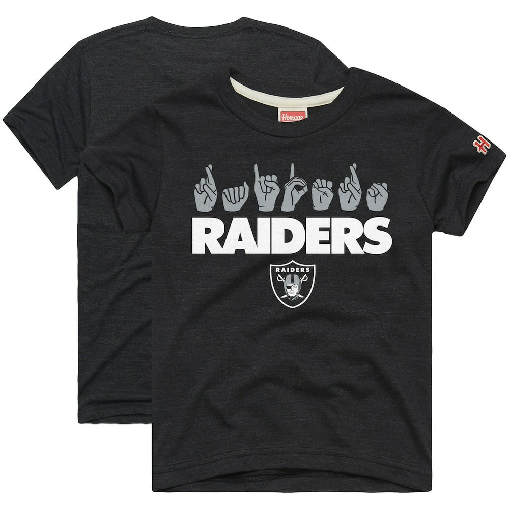 Las Vegas Raiders Homage Youth Love Sign x ASL 2.0 Tri-Blend T-Shirt - Charcoal outlet