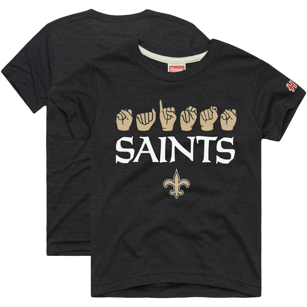 New Orleans Saints Homage Youth Love Sign x ASL 2.0 Tri-Blend T-Shirt - Charcoal outlet