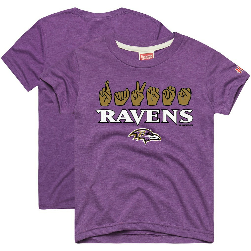 Baltimore Ravens Homage Youth Love Sign x ASL 2.0 Tri-Blend T-Shirt - Purple outlet