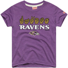 Baltimore Ravens Homage Youth Love Sign x ASL 2.0 Tri-Blend T-Shirt - Purple outlet