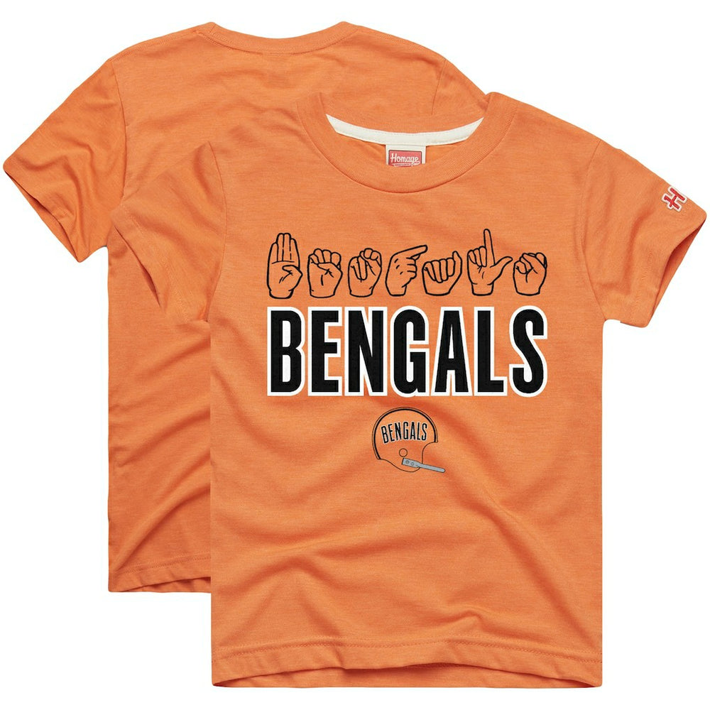Cincinnati Bengals Homage Youth Love Sign x ASL 2.0 Tri-Blend T-Shirt - Orange sale