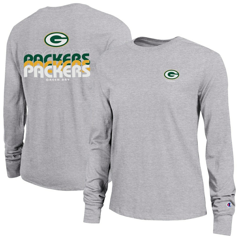 Green Bay Packers Champion Women's Core Long-Sleeve T-Shirt - Heather Gray for sale