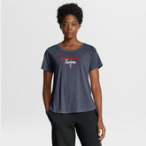 Minnesota Twins Women's Arched Tri-Blend T-Shirt Heather Navy