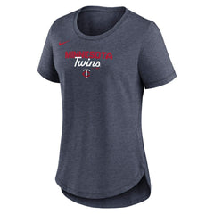 Minnesota Twins Women's Arched Tri-Blend T-Shirt Heather Navy