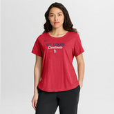 St. Louis Cardinals Women's Arched Tri-Blend T-Shirt Heather Red