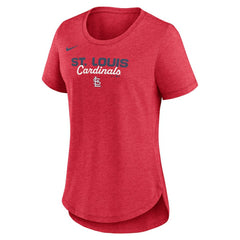 St. Louis Cardinals Women's Arched Tri-Blend T-Shirt Heather Red