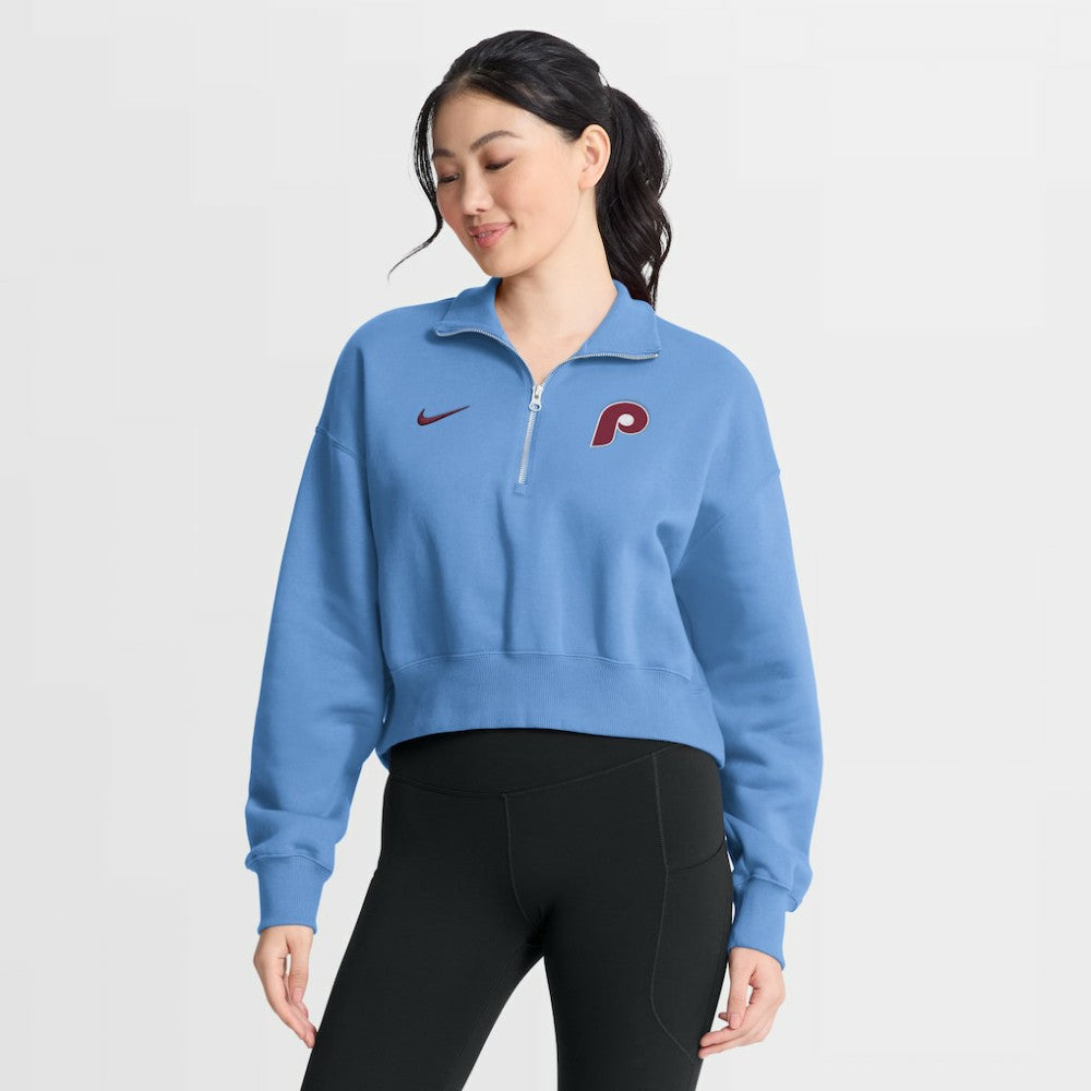 Philadelphia Phillies Women's Primetime Phoenix Fleece Half-Zip Sweatshirt Light Blue