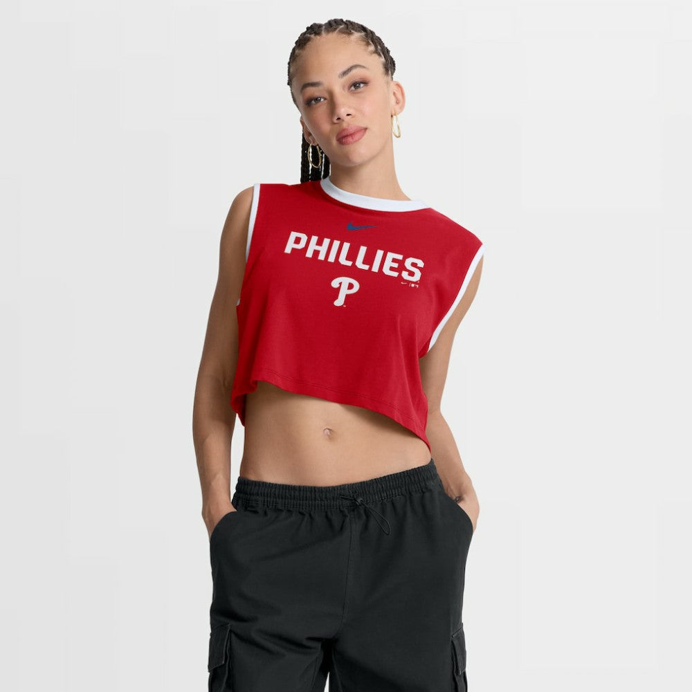 Philadelphia Phillies Women's Primetime Loose Dri-FIT Cropped Tank Top Red