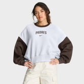 San Diego Padres Women's Oversized High Hip Fleece Sweatshirt White/Brown