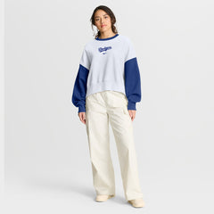 Los Angeles Dodgers Women's Oversized High Hip Fleece Sweatshirt White/Royal
