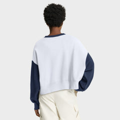 New York Yankees Women's Oversized High Hip Fleece Sweatshirt White/Navy