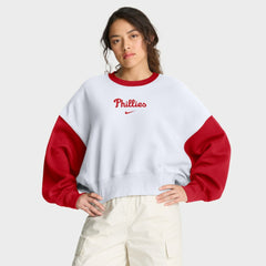 Philadelphia Phillies Women's Oversized High Hip Fleece Sweatshirt White/Red