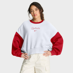 St. Louis Cardinals Women's Oversized High Hip Fleece Sweatshirt White/Red