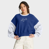 New York Mets Women's Oversized High Hip Fleece Sweatshirt Royal/White