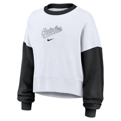 Baltimore Orioles Women's Oversized High Hip Fleece Sweatshirt White/Black