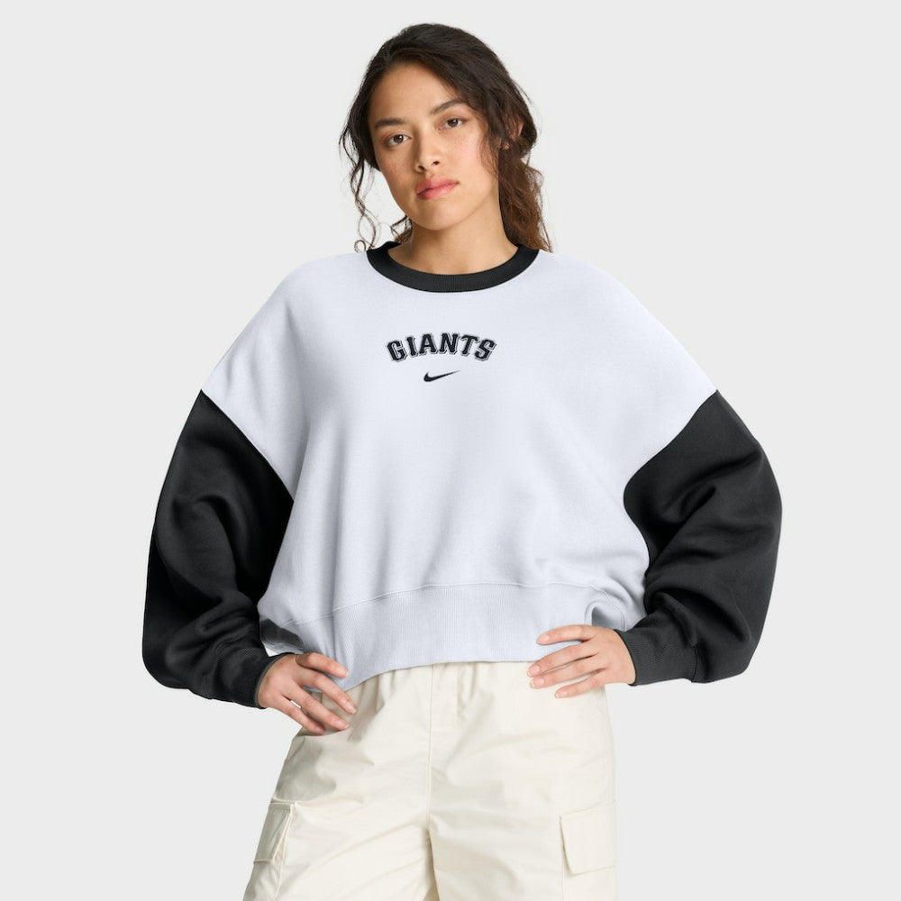 San Francisco Giants Women's Oversized High Hip Fleece Sweatshirt White/Black