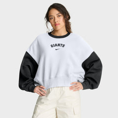 San Francisco Giants Women's Oversized High Hip Fleece Sweatshirt White/Black