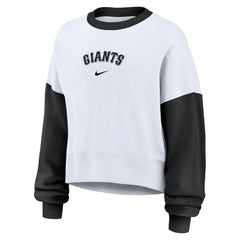 San Francisco Giants Women's Oversized High Hip Fleece Sweatshirt White/Black